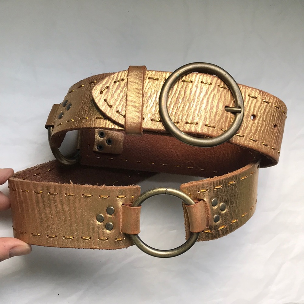 Arden B gold & tan leather belt
